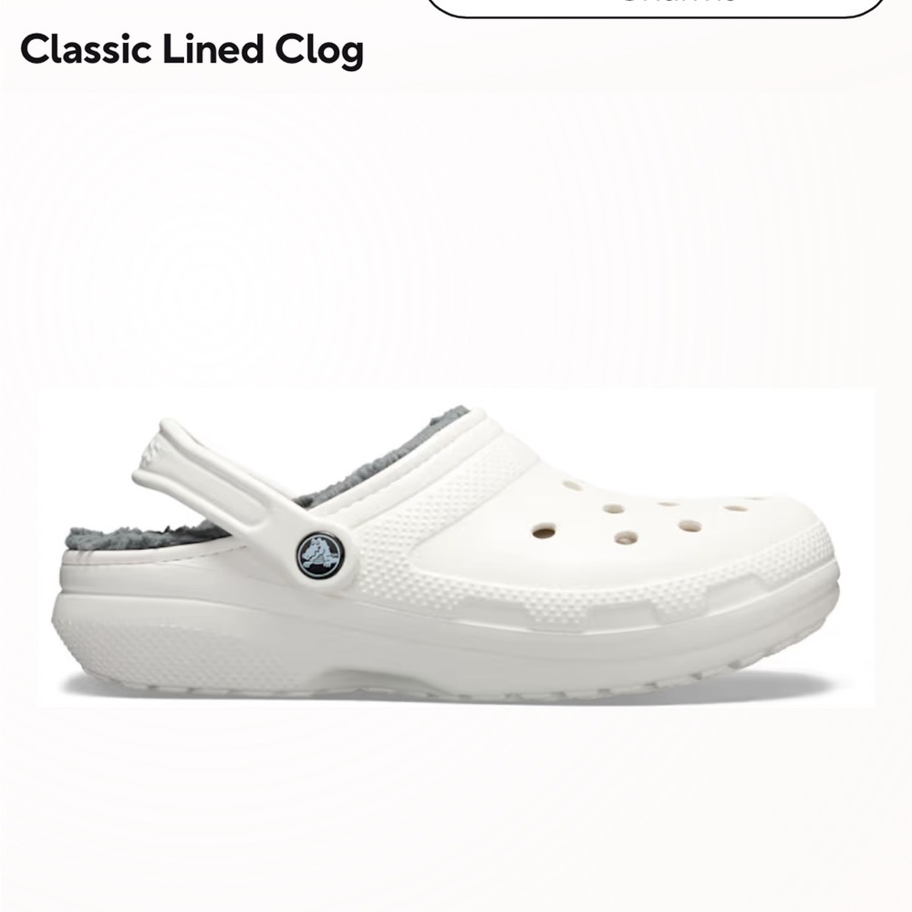 CROCS Classic Lined Clog - White and Gray